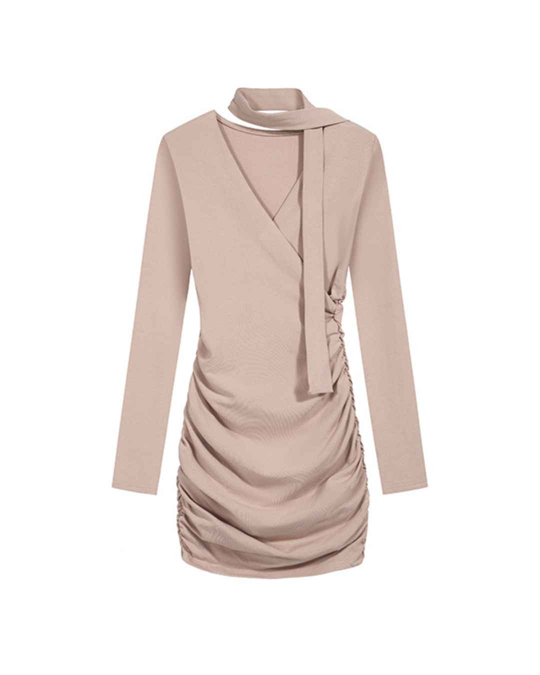 Ribbon V-Neck Bodycon Dress