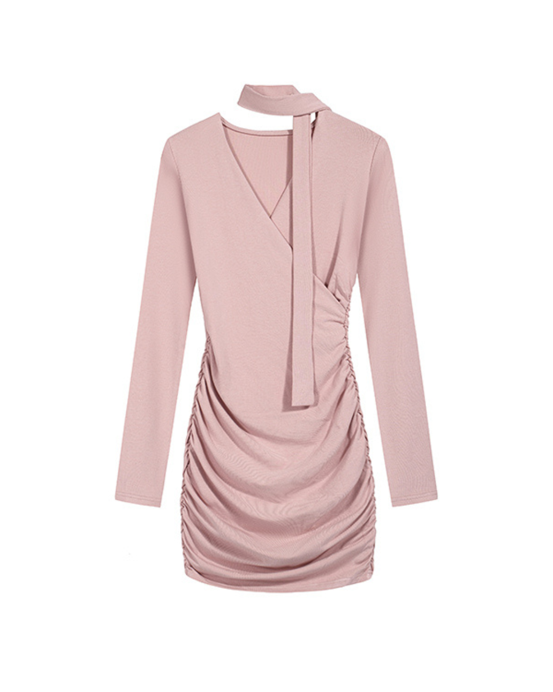 Ribbon V-Neck Bodycon Dress