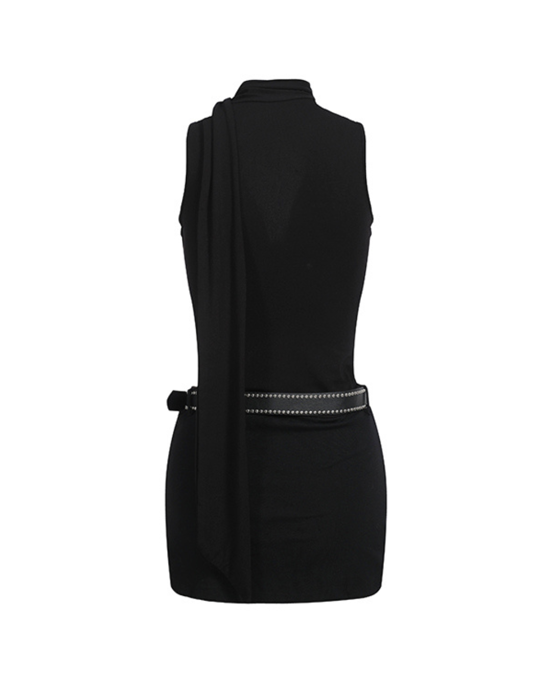 Sloane Drape-Neck Ribbon Mini Dress