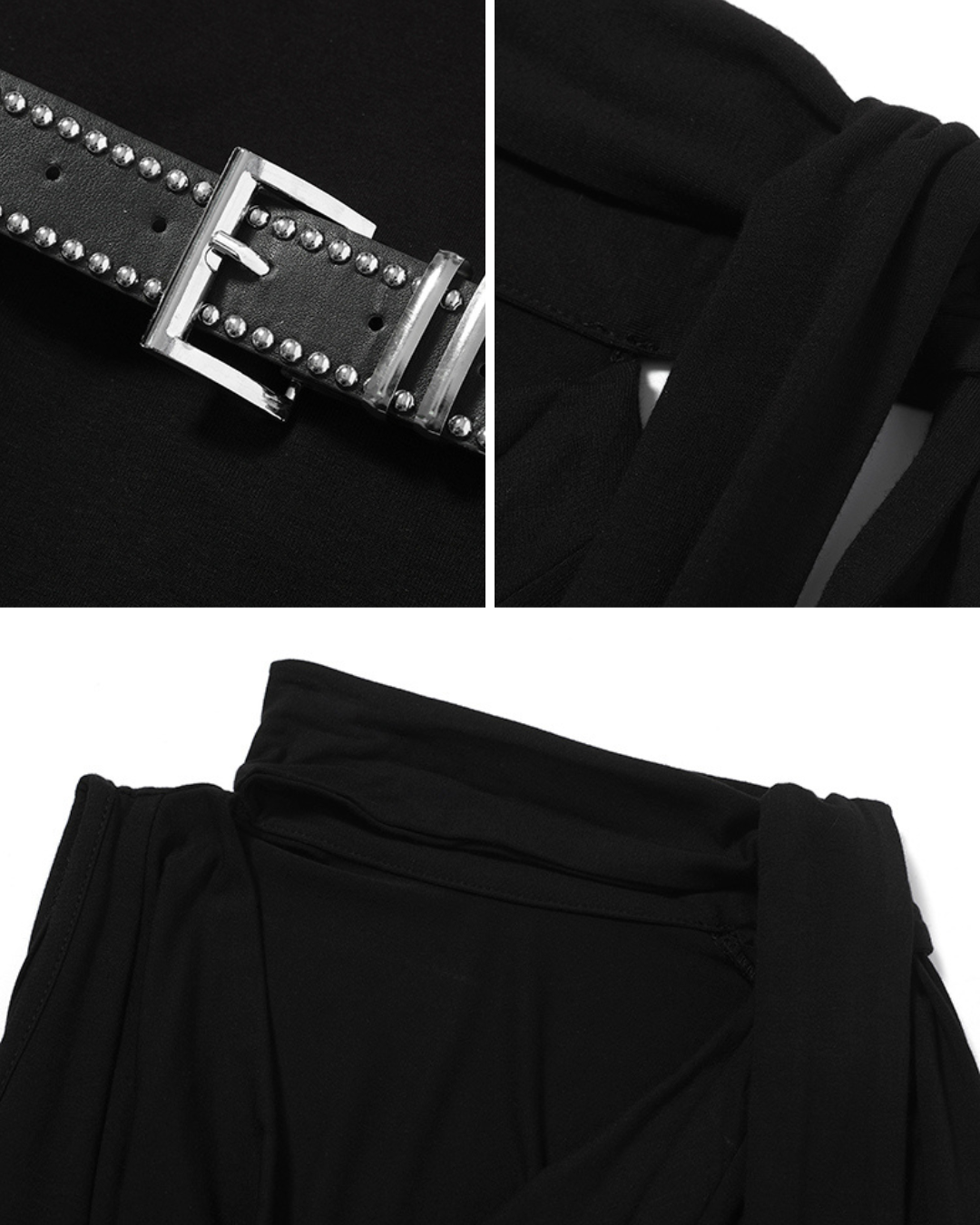 Sloane Drape-Neck Ribbon Mini Dress