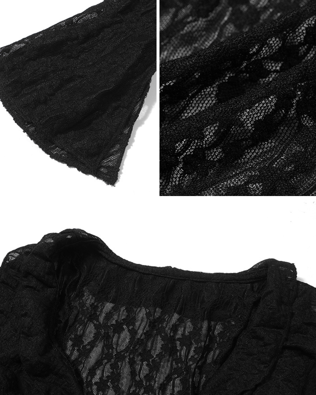 Liora Black Lace Tie-Up Sheer Cardigan