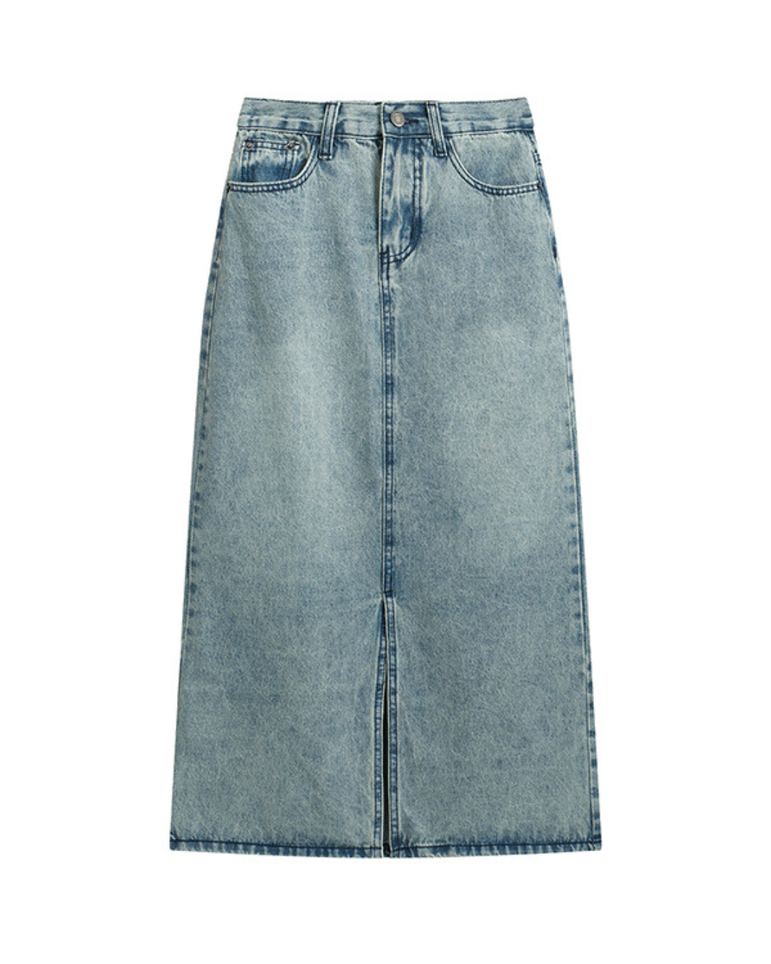 Celine Washed Denim Midi Skirt