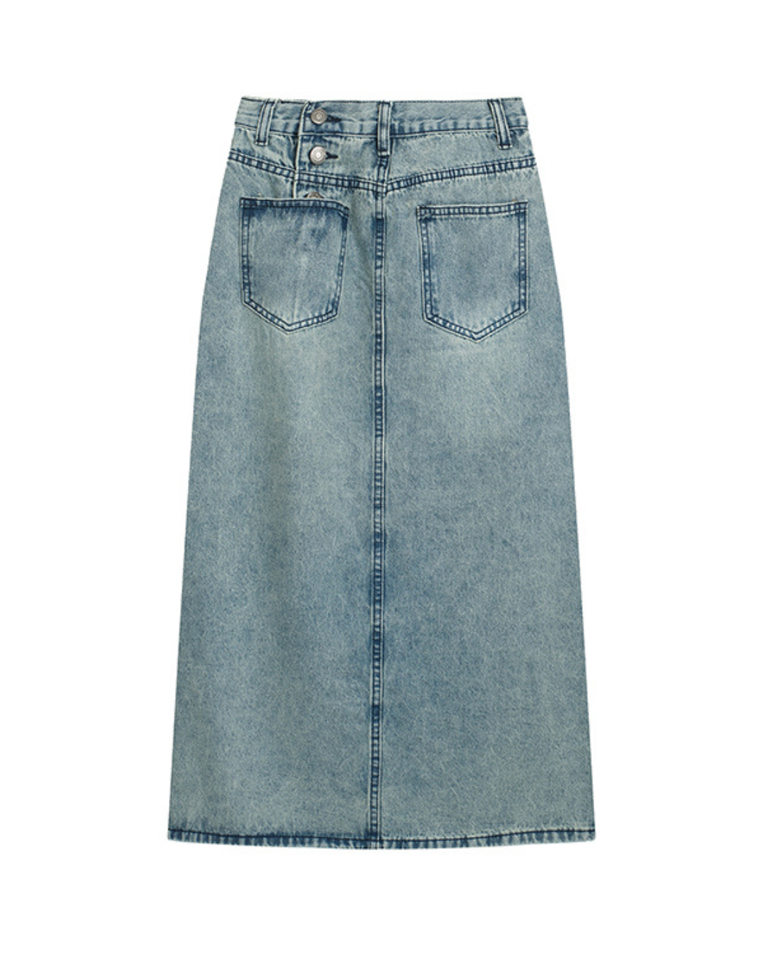 Celine Washed Denim Midi Skirt
