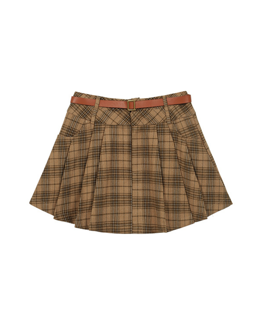 Aria Plaid Wool Pleated Skirt