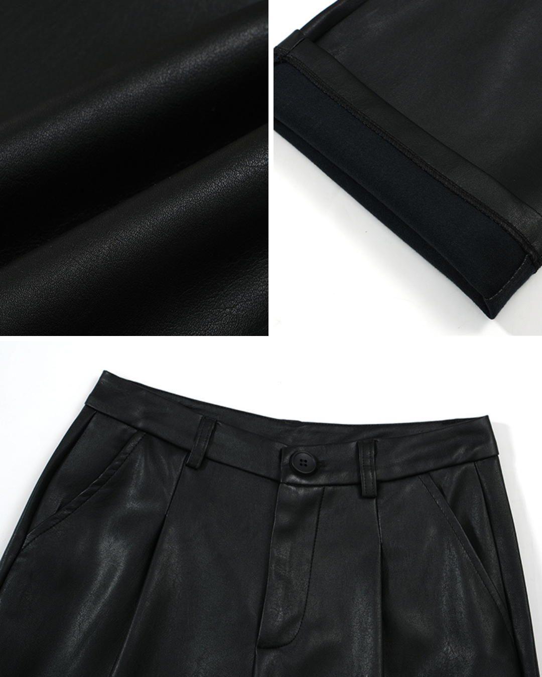 Noir Low-Rise Faux Leather Trousers