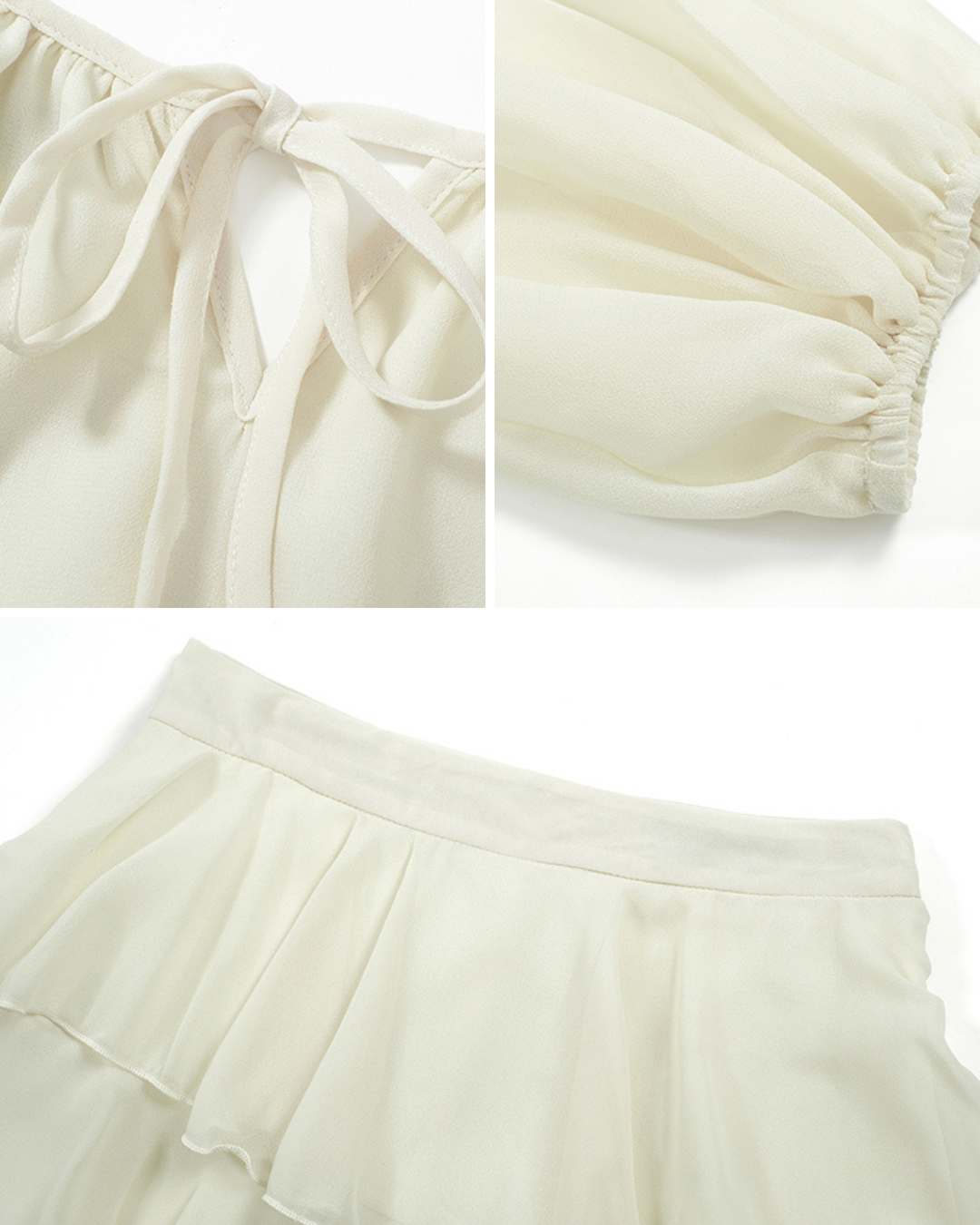 Serene Ivory Off-Shoulder Halter Two-Piece Set