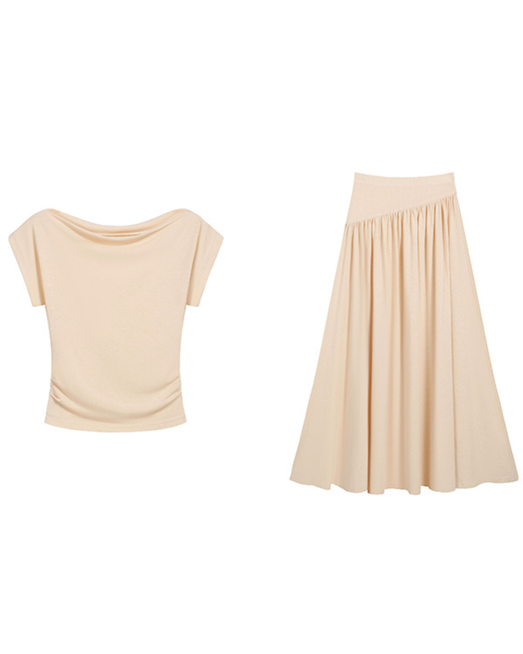 Amelie Beige Drape Two-Piece Set
