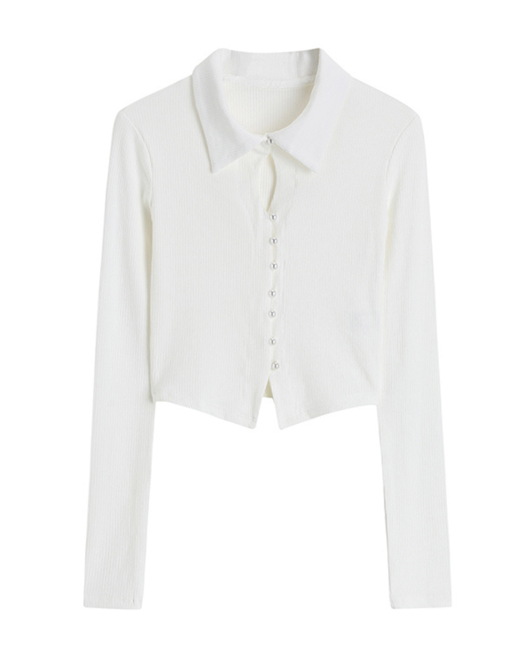 Aimee Pearl-Collar Crop Top