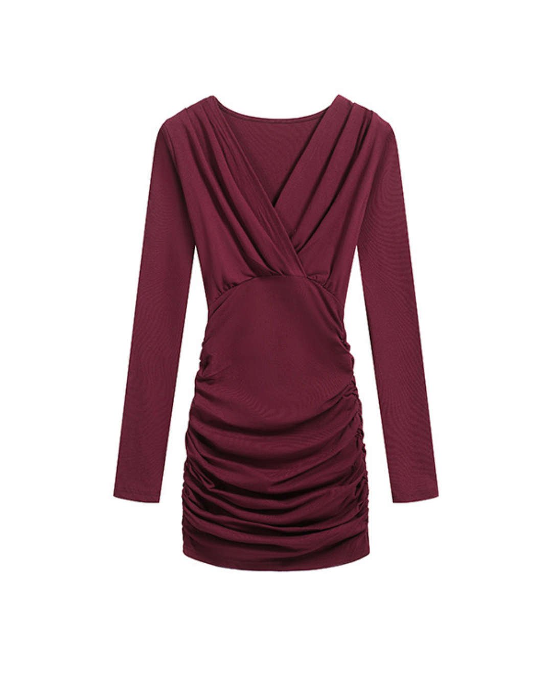 Bordeaux Allure Draped Bodycon Dress