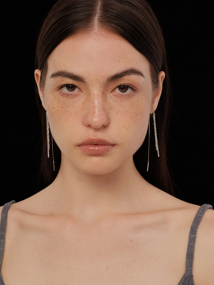 Pavé Line Drop Earrings