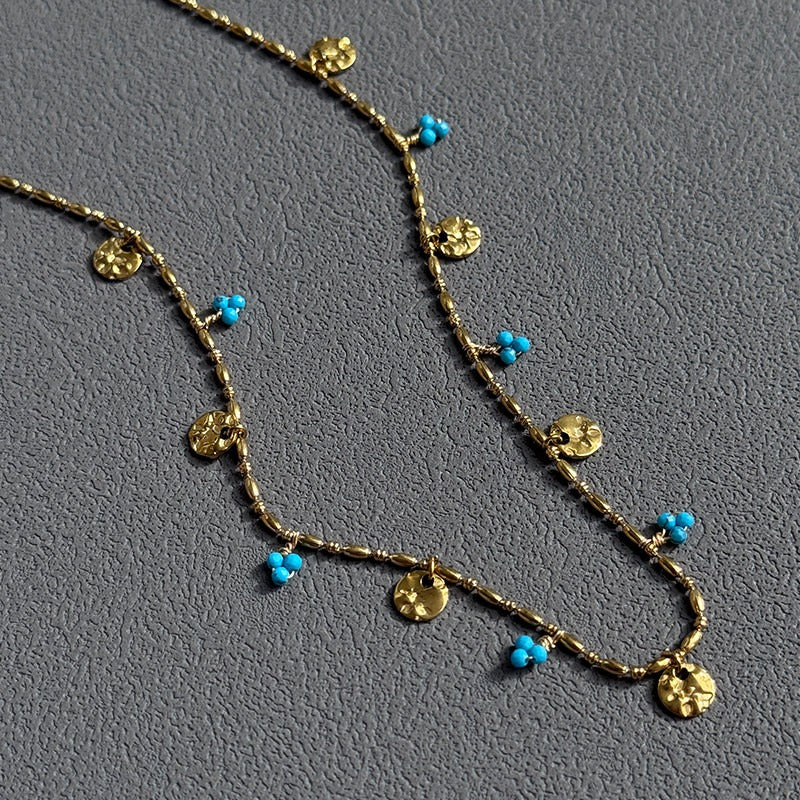 Turquoise Coin Chain Necklace