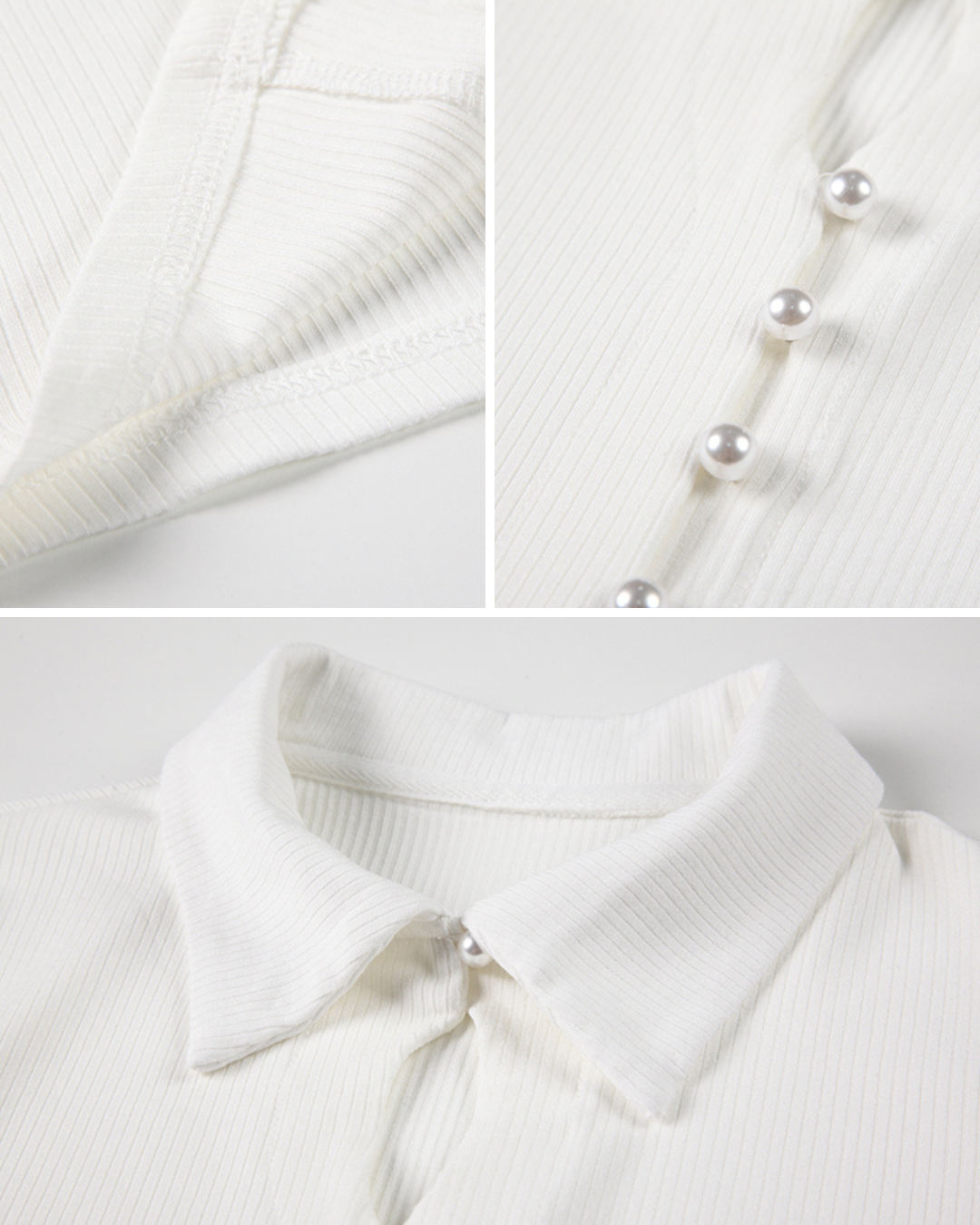 Aimee Pearl-Collar Crop Top