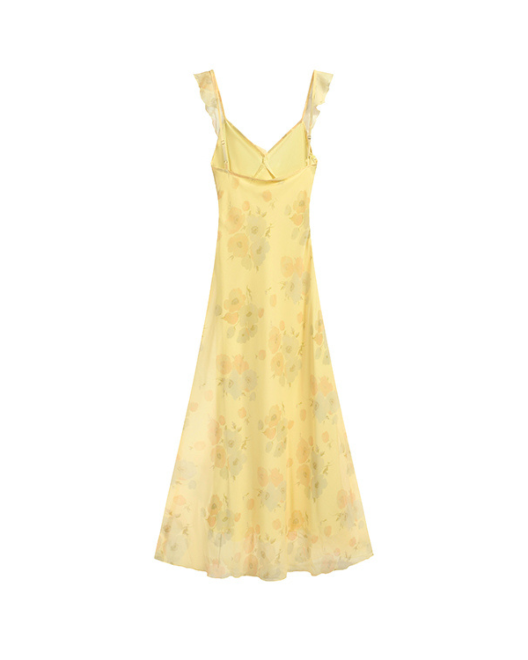 Midsummer Garden Ruffled Yellow Maxi Dress