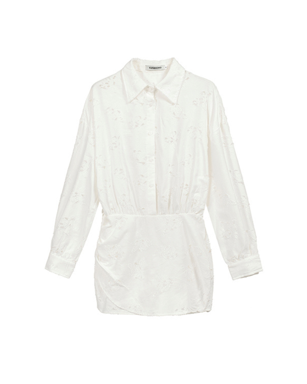White Rose Embroidered Shirt Dress