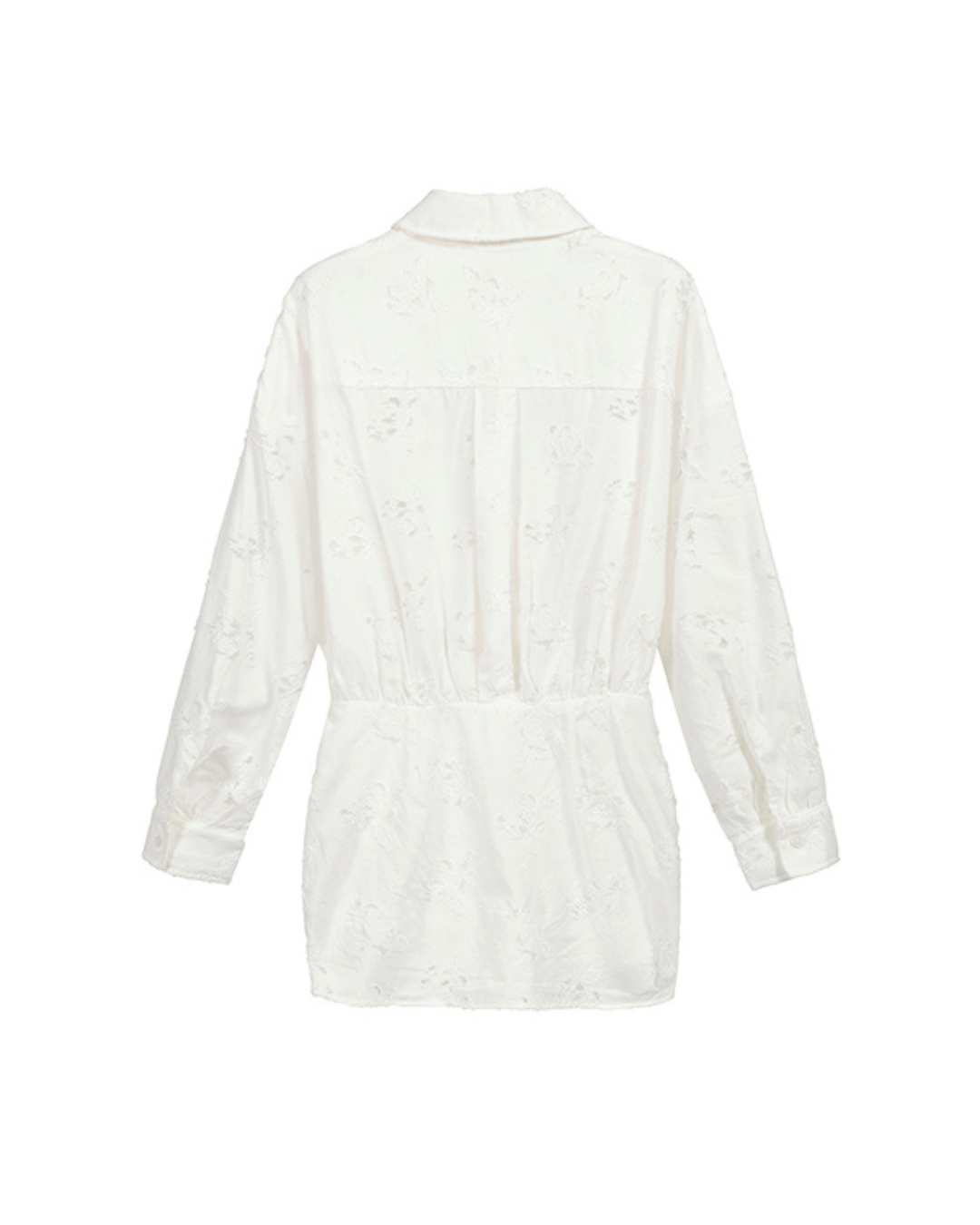 White Rose Embroidered Shirt Dress