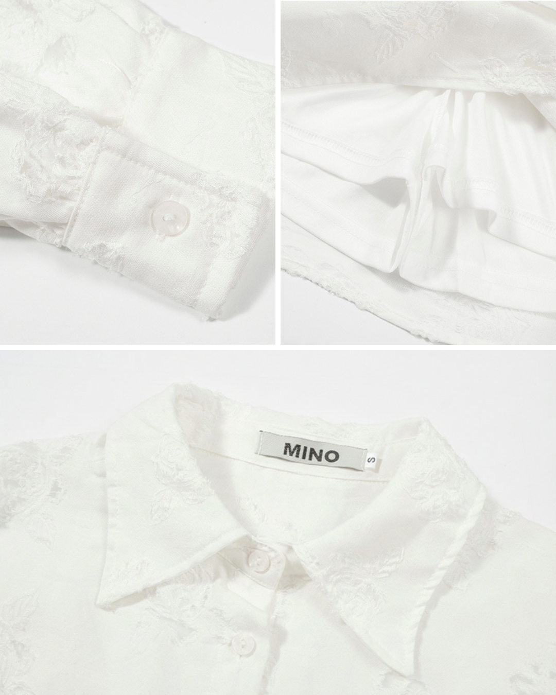 White Rose Embroidered Shirt Dress