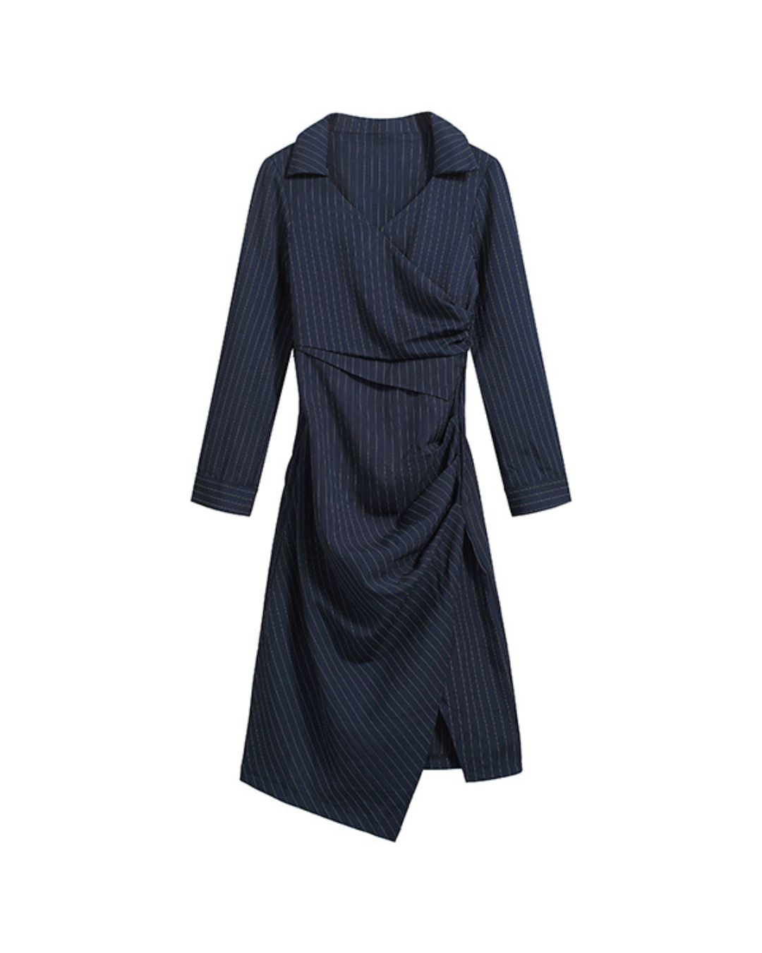 Serena Pinstripe Power Wrap Dress