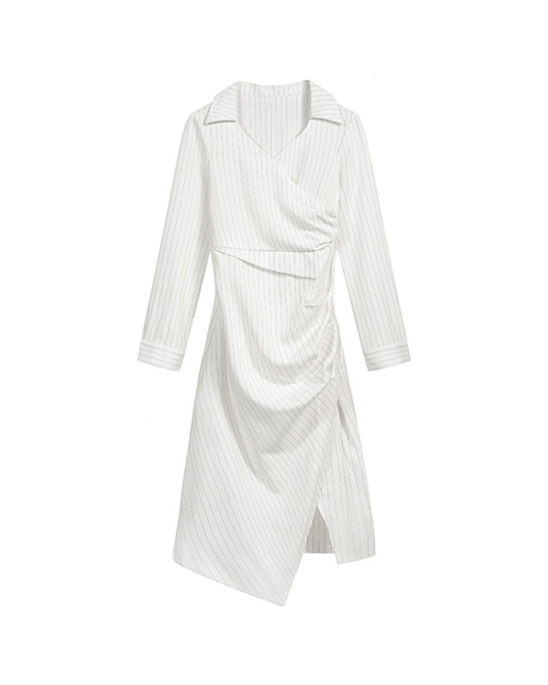 Serena Pinstripe Power Wrap Dress