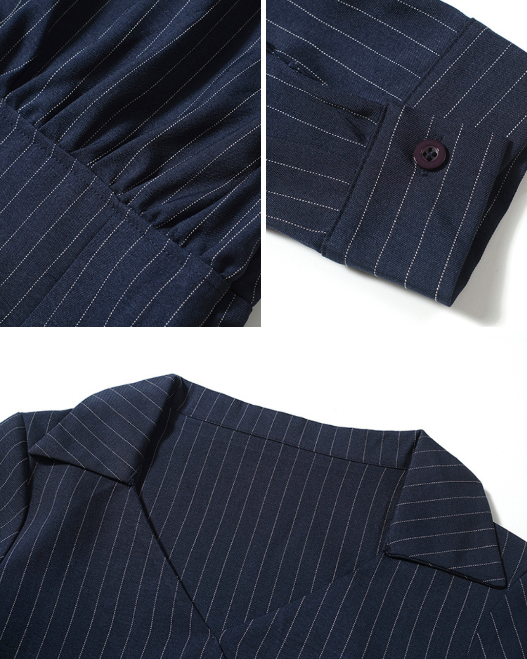 Serena Pinstripe Power Wrap Dress