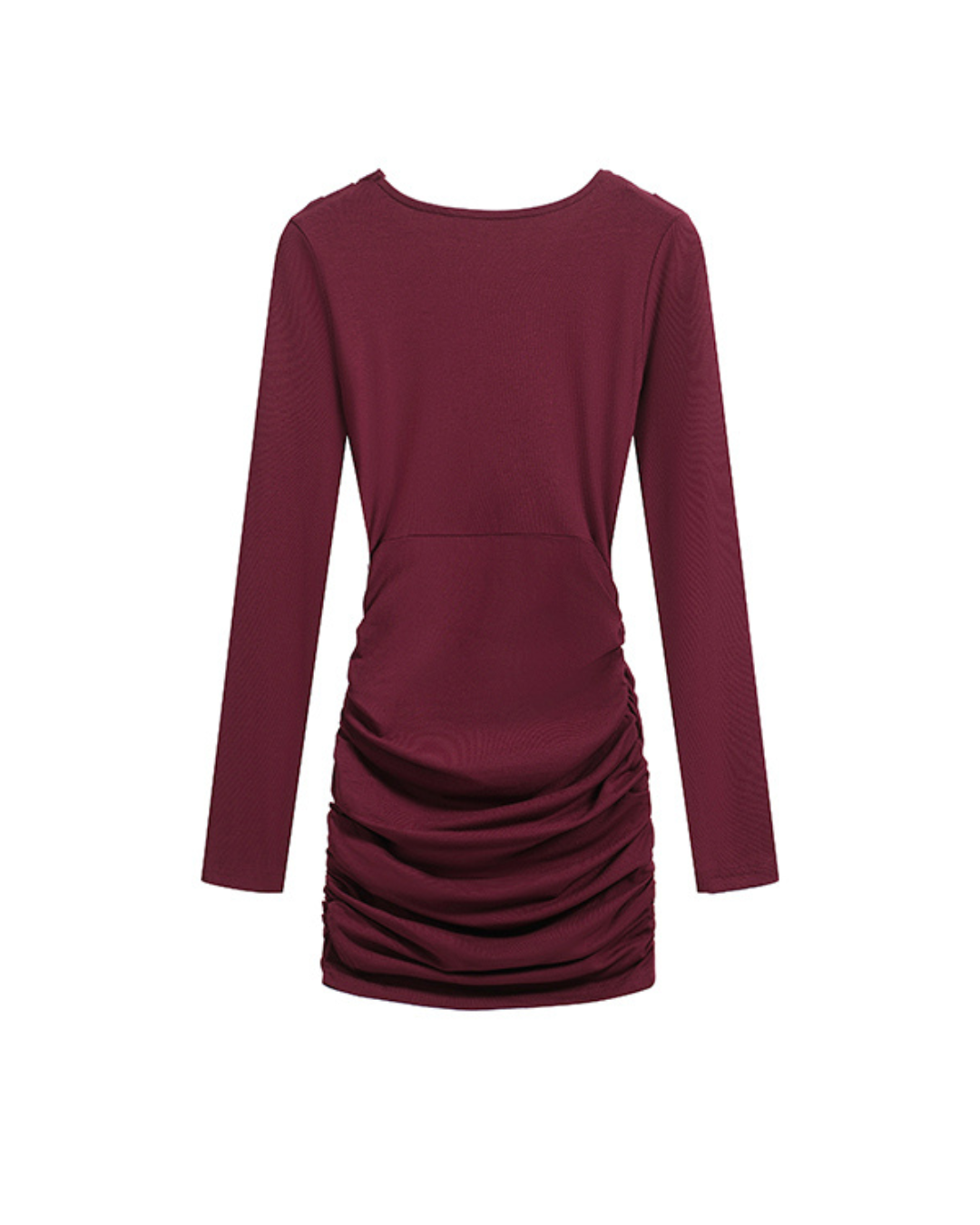 Bordeaux Allure Draped Bodycon Dress
