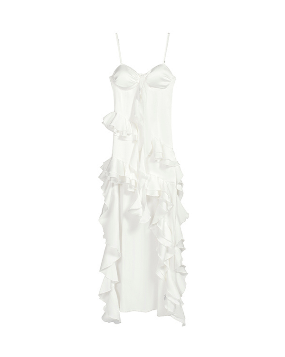 Amélie Ruffled Asymmetric White Dress