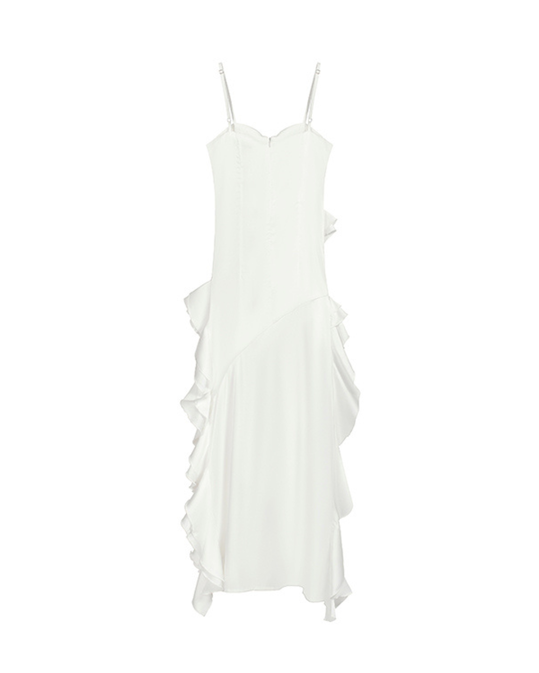 Amélie Ruffled Asymmetric White Dress