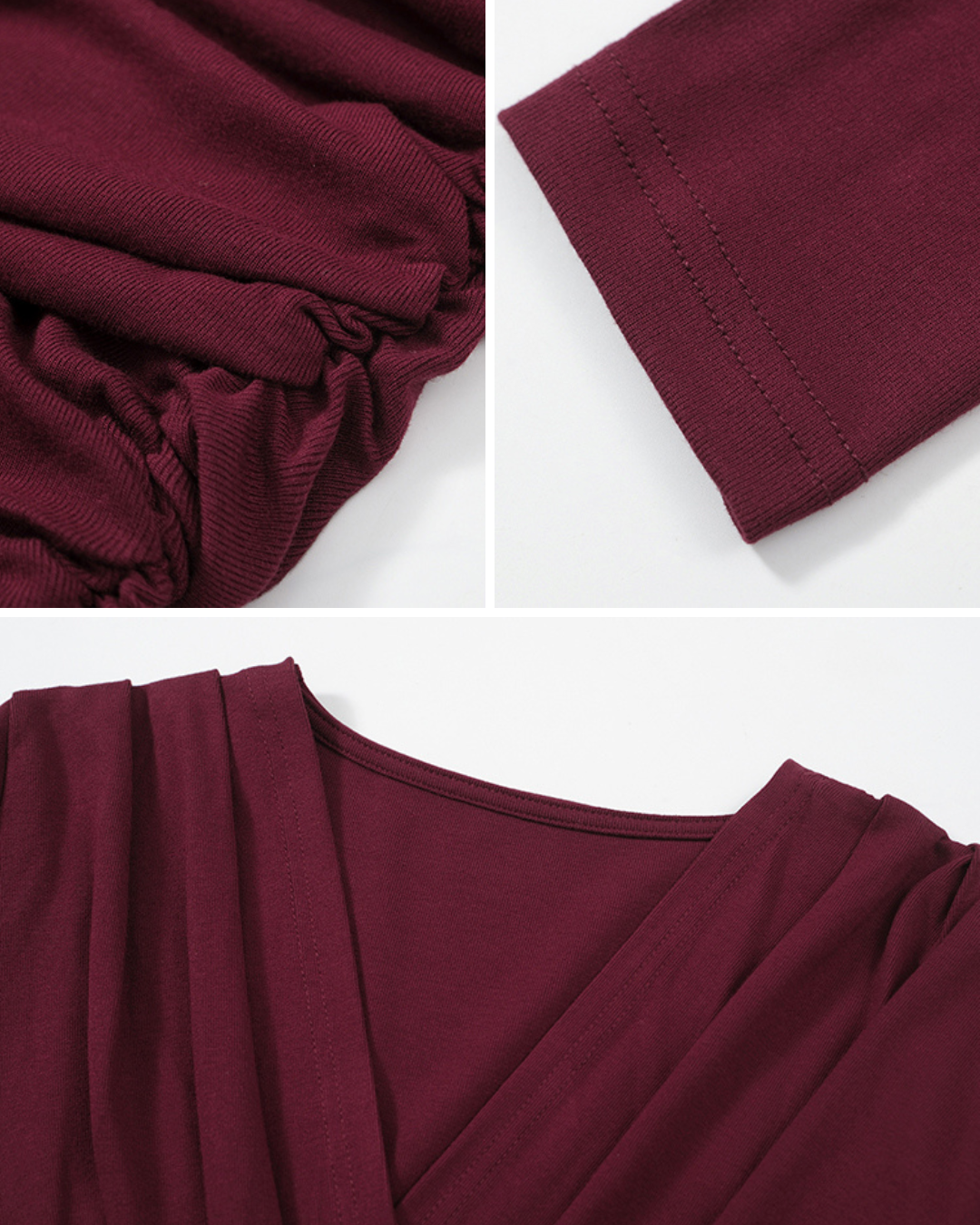 Bordeaux Allure Draped Bodycon Dress