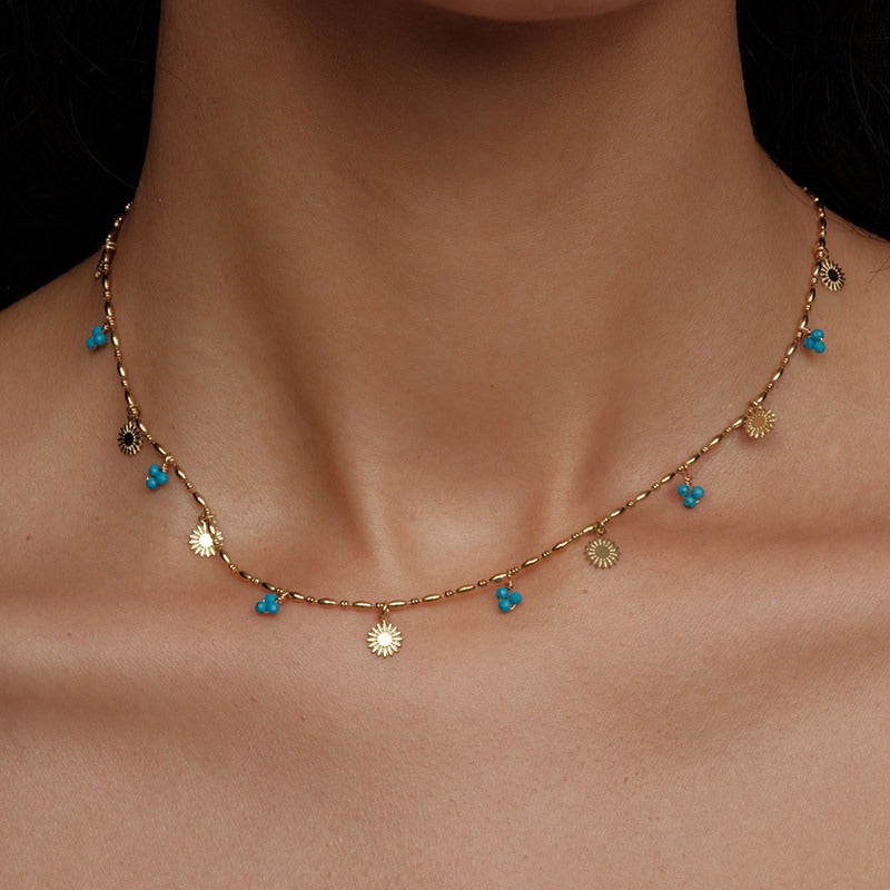 Turquoise Coin Chain Necklace