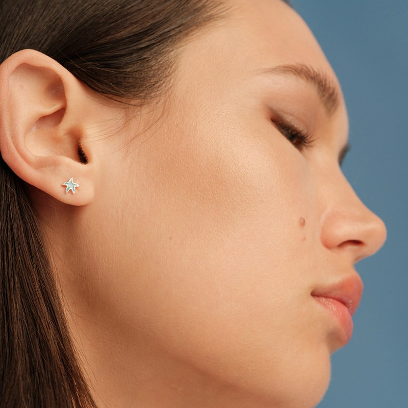 Blue Star Stud Earrings