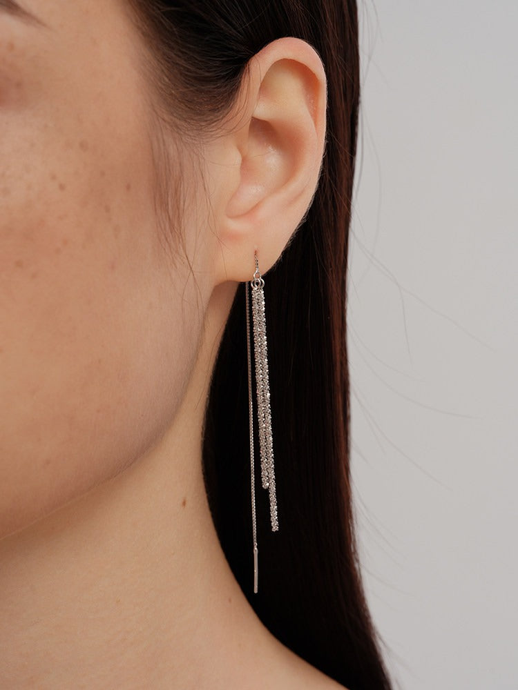 Pavé Line Drop Earrings