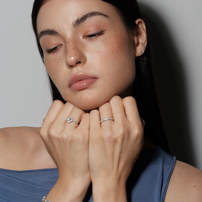 Oval Halo Ring Set