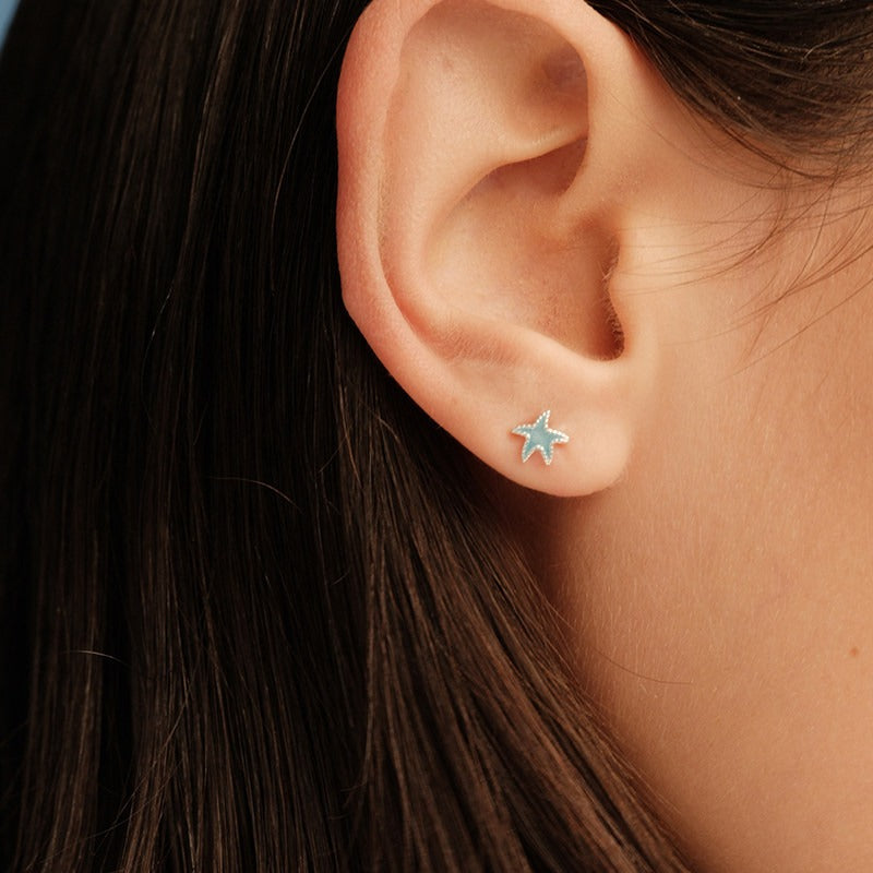 Blue Star Stud Earrings