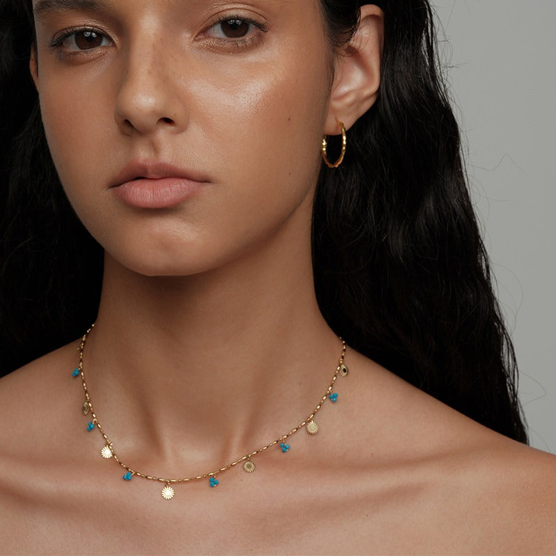 Turquoise Coin Chain Necklace