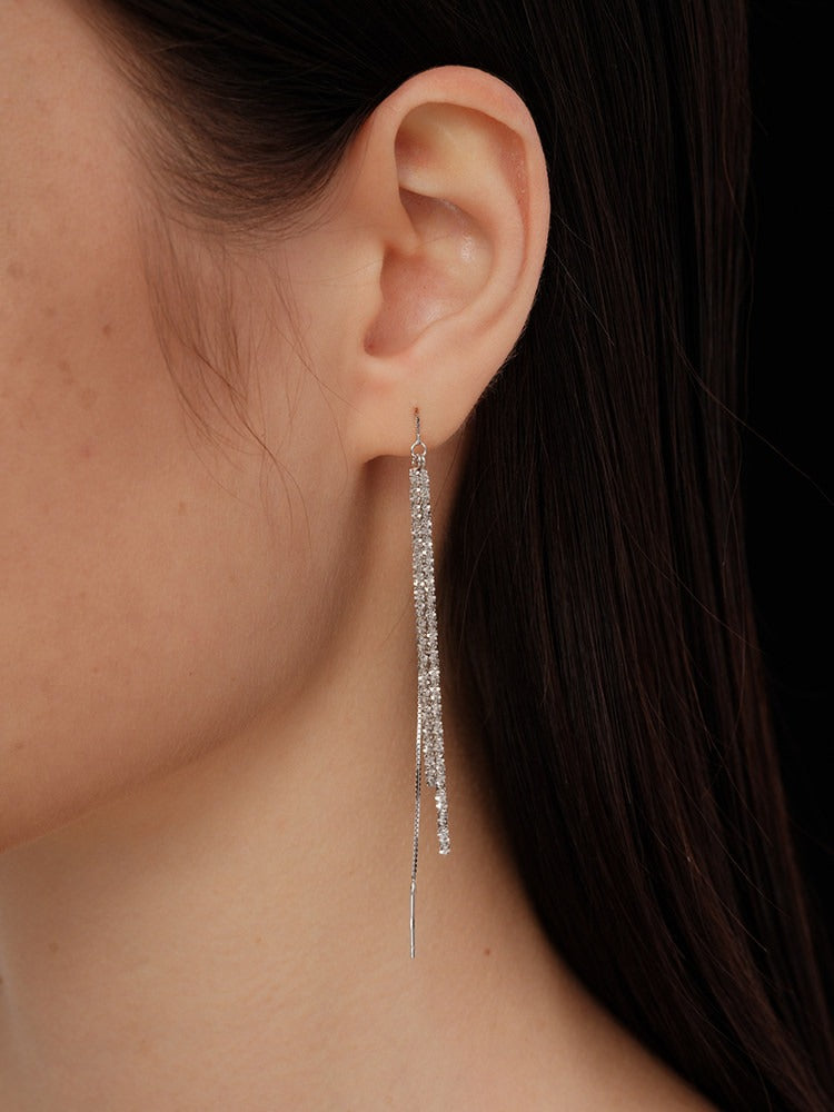 Pavé Line Drop Earrings