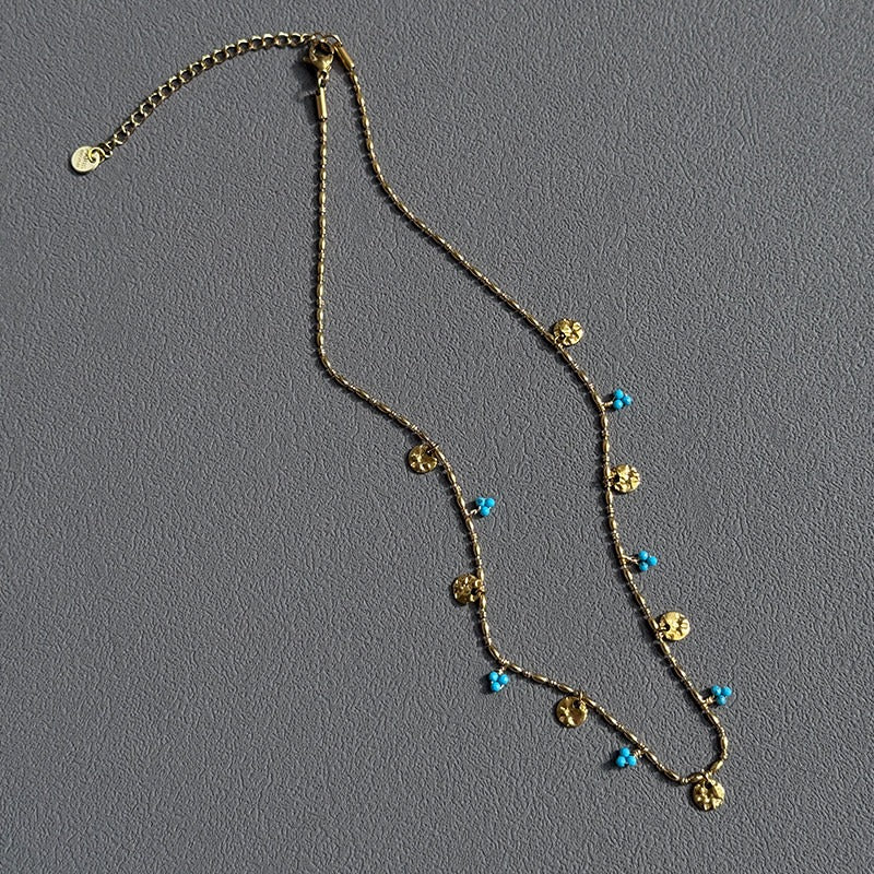 Turquoise Coin Chain Necklace