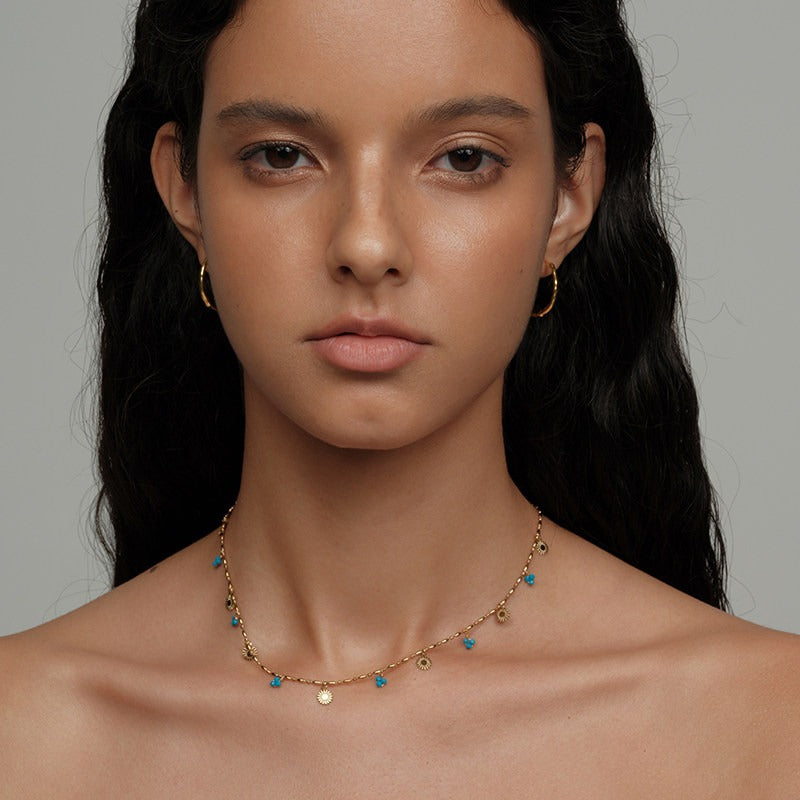 Turquoise Coin Chain Necklace