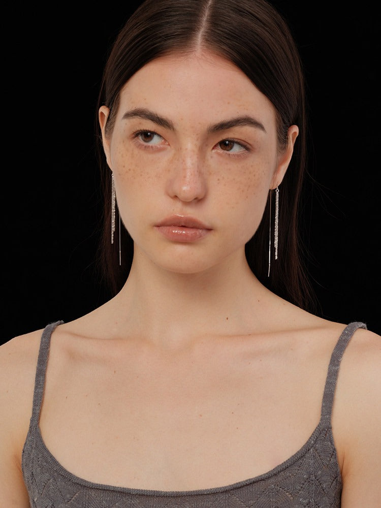 Pavé Line Drop Earrings
