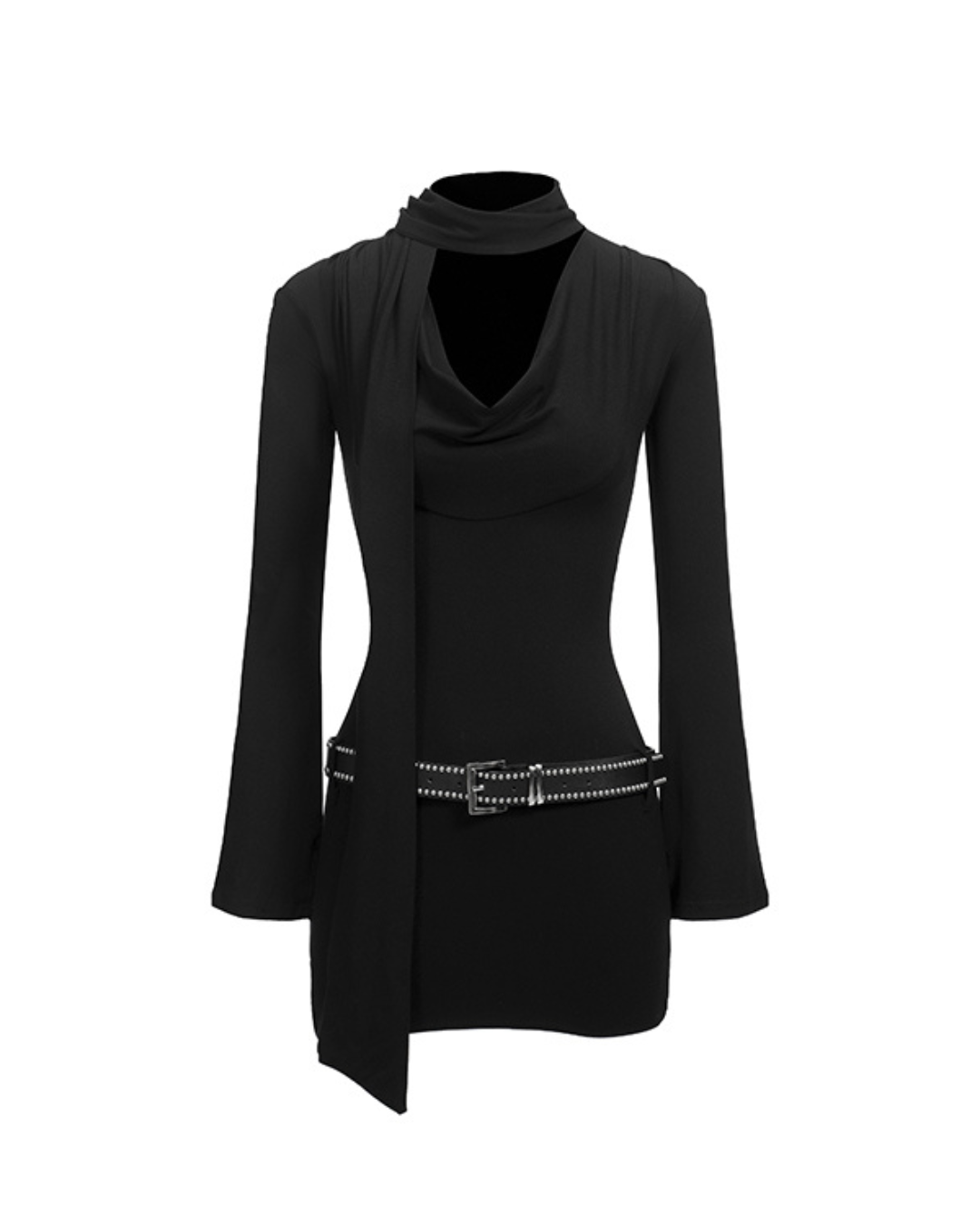 NOIR Draped Neck Bodycon Mini Dress