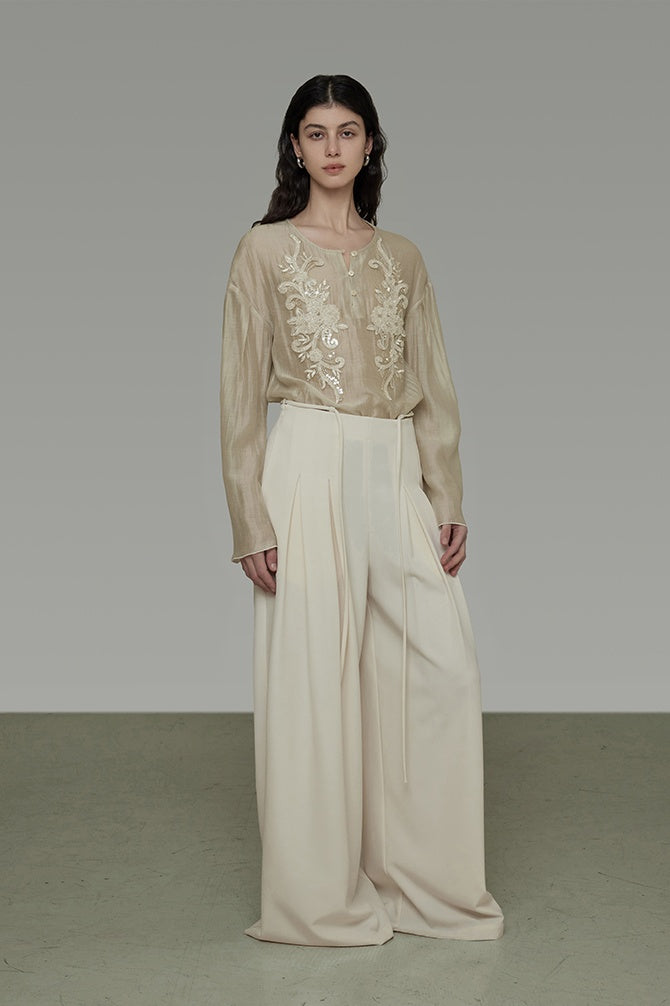 Effortless French Chic Embroidered Top