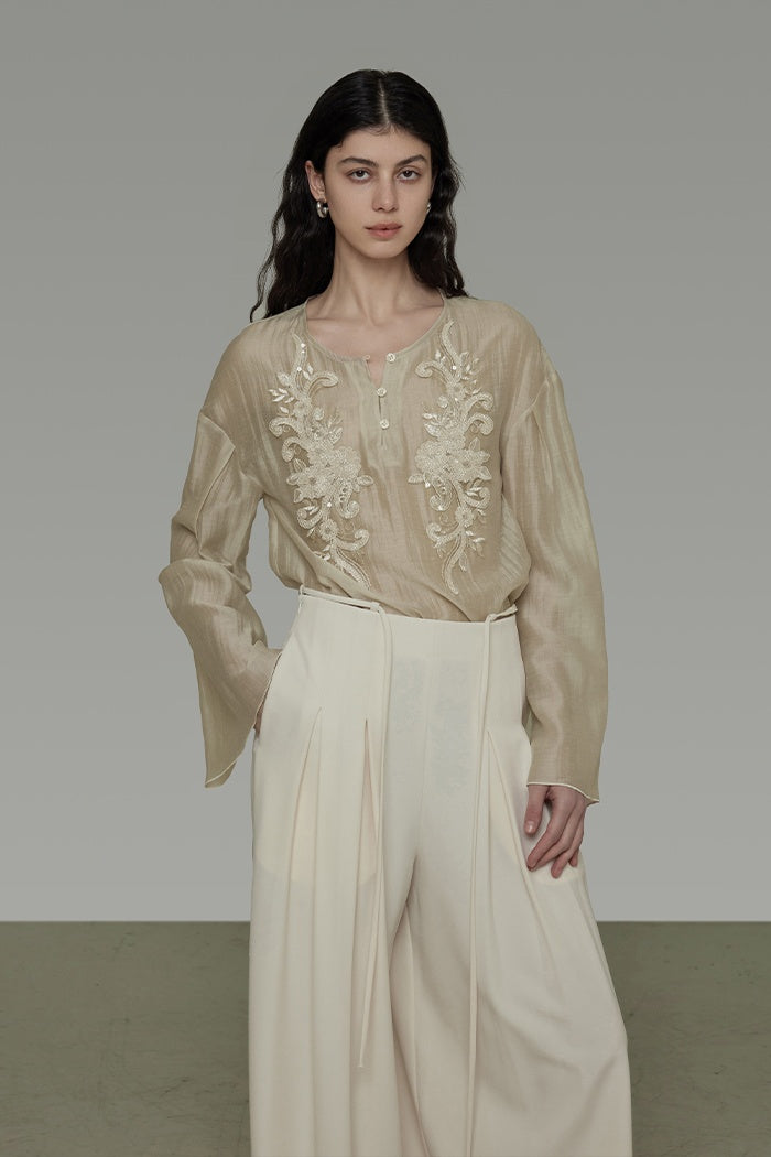 Effortless French Chic Embroidered Top