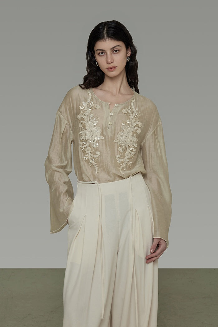 Effortless French Chic Embroidered Top