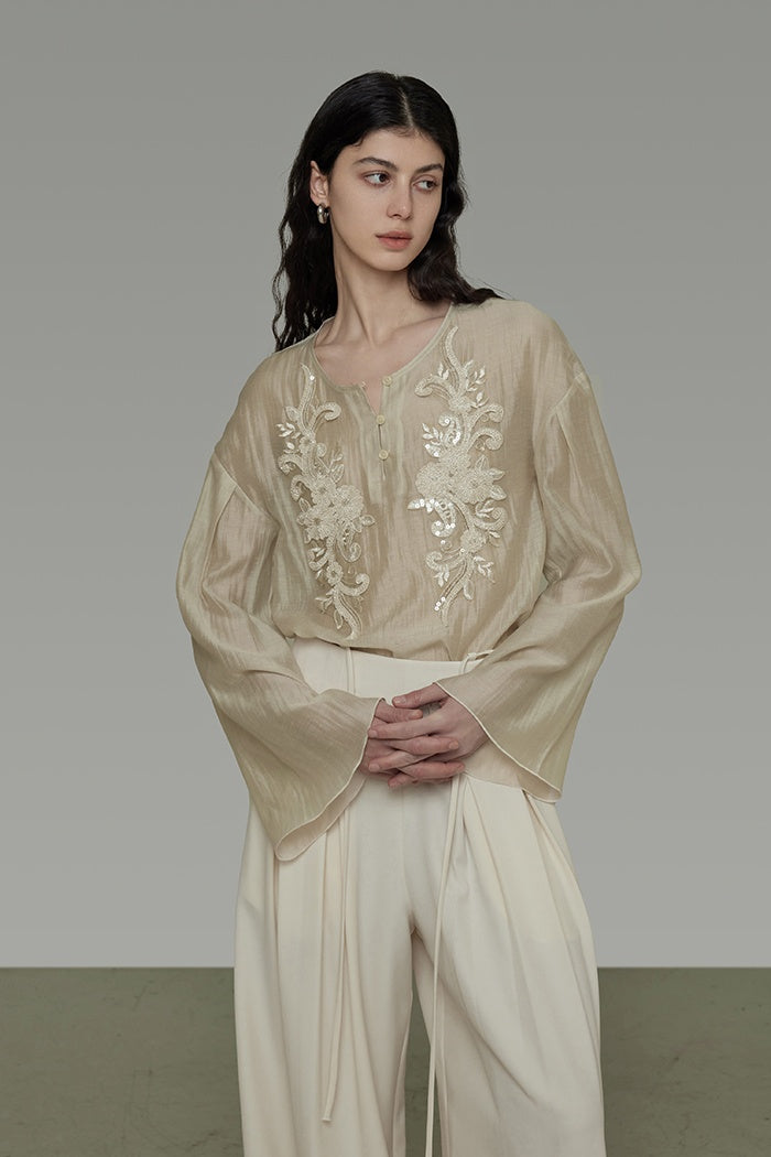 Effortless French Chic Embroidered Top