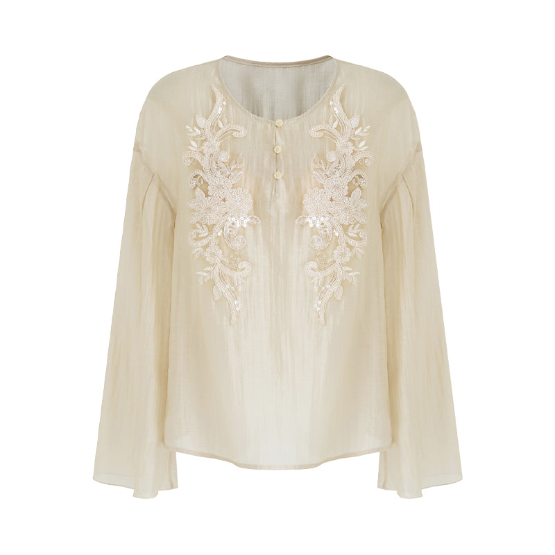 Effortless French Chic Embroidered Top