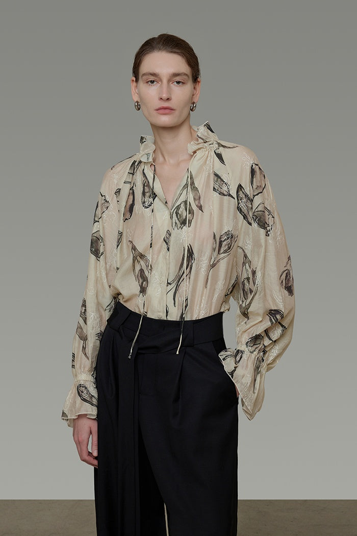 Effortless Chic Retro Print Blouse