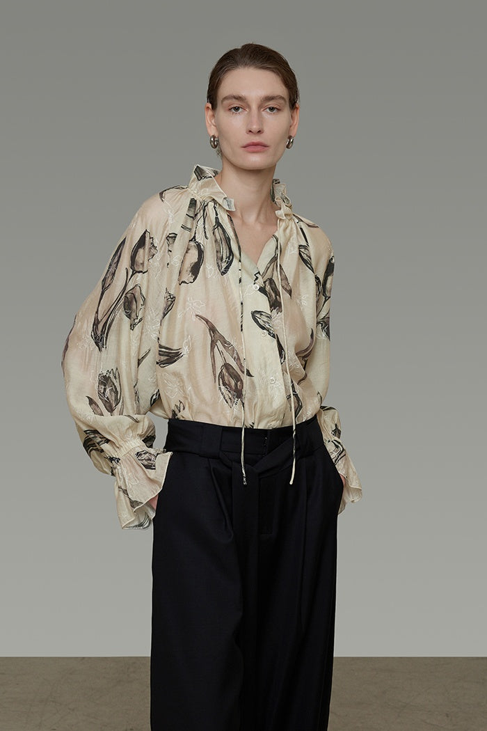 Effortless Chic Retro Print Blouse