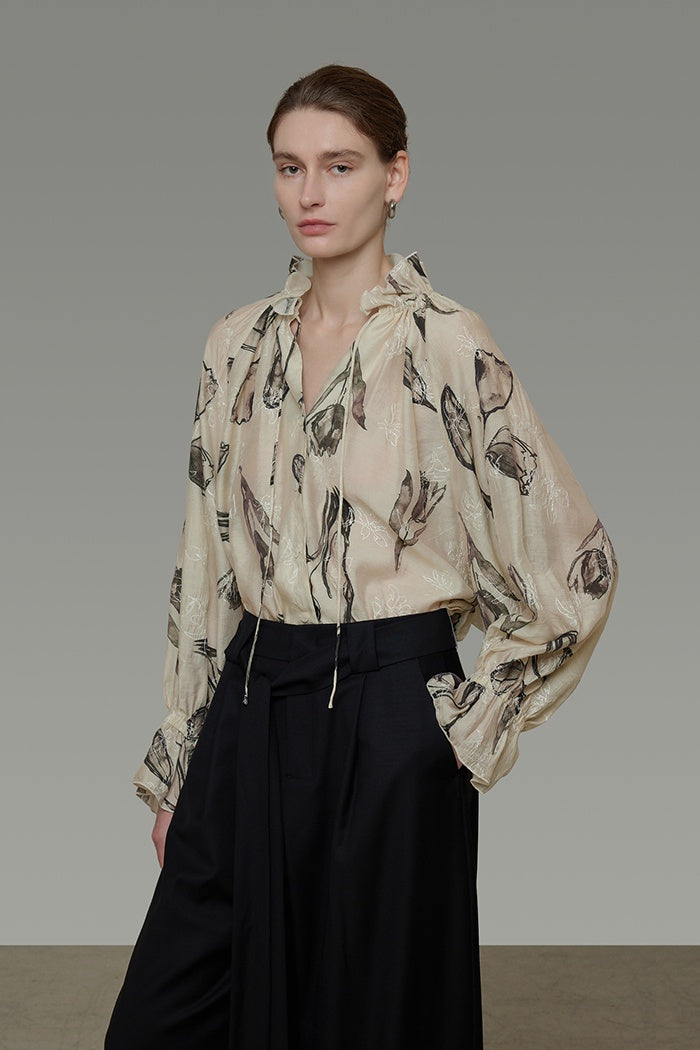 Effortless Chic Retro Print Blouse