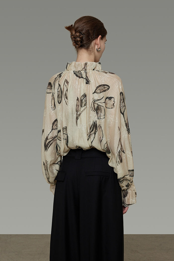 Effortless Chic Retro Print Blouse