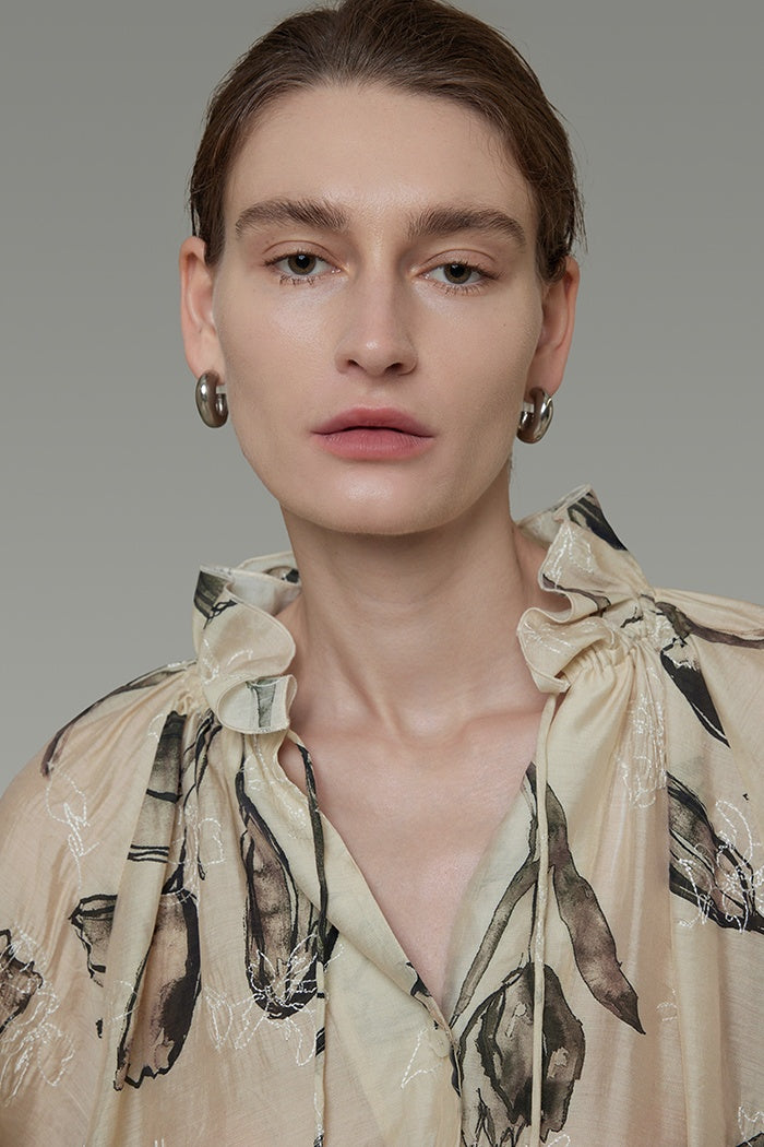 Effortless Chic Retro Print Blouse