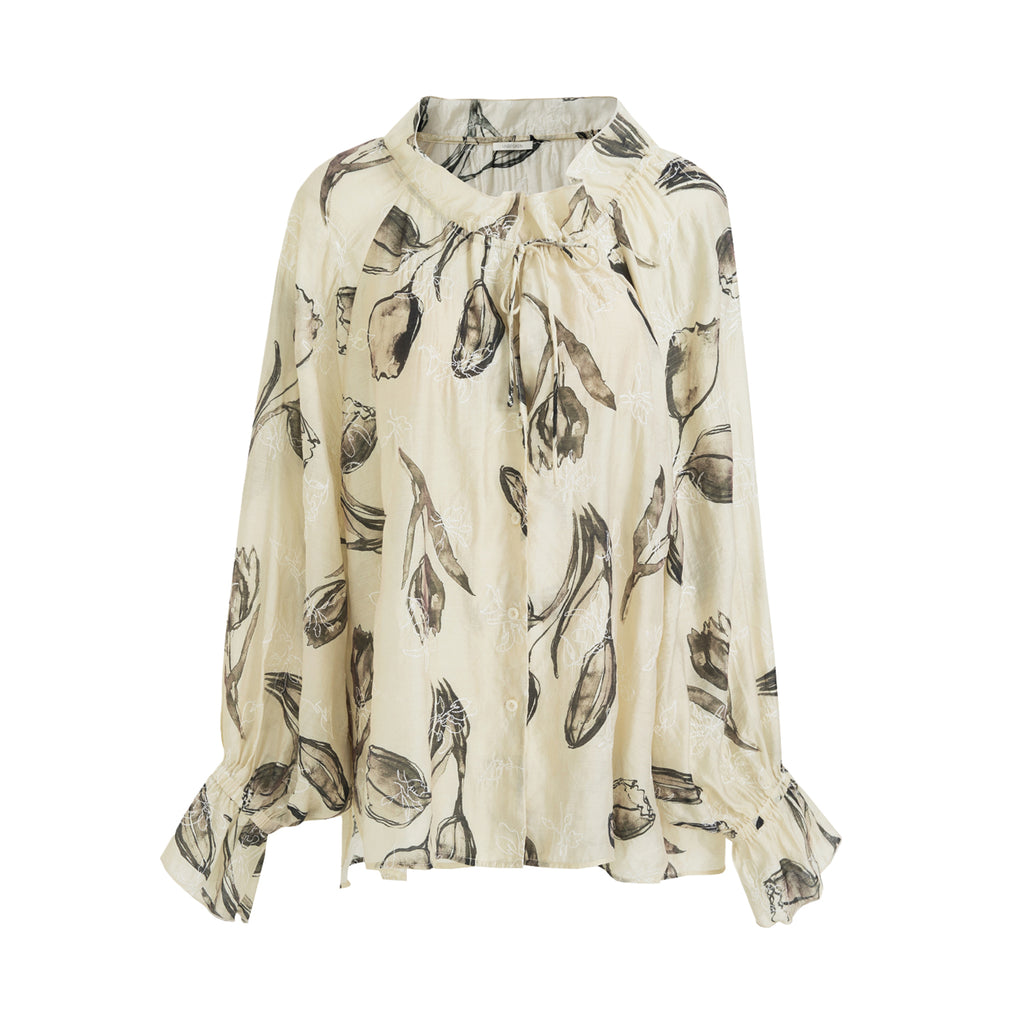 Effortless Chic Retro Print Blouse