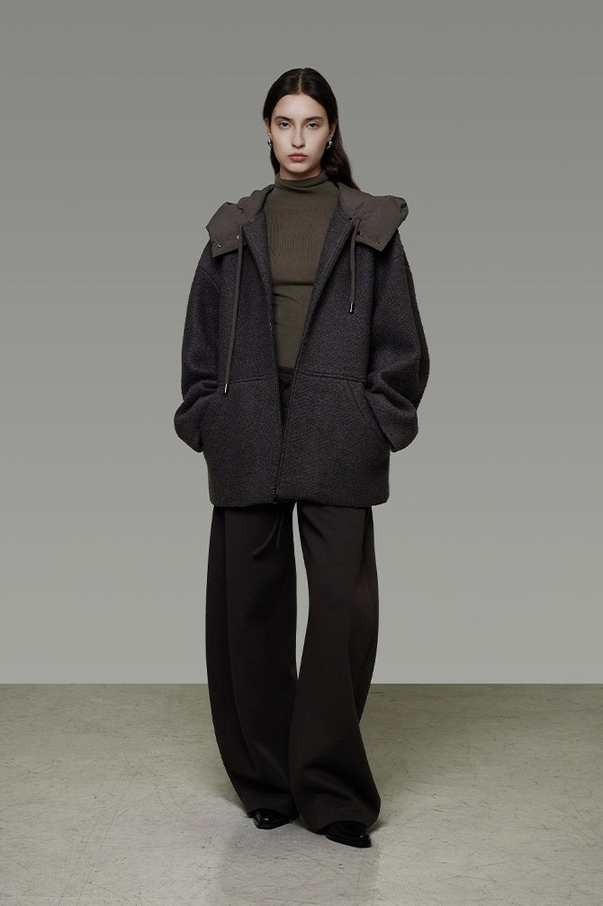 Quiet Luxury Wool Hooded Coat